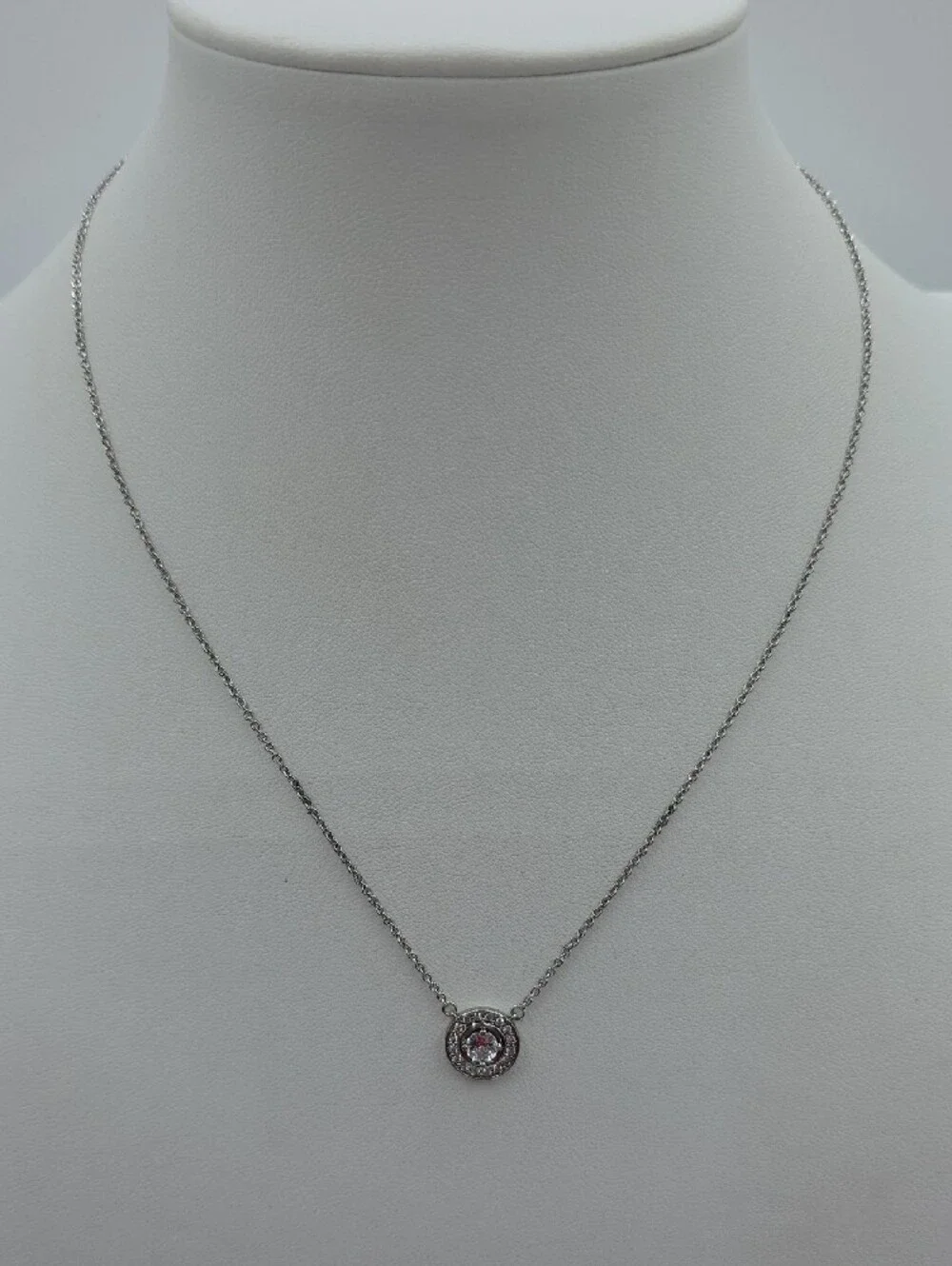 Vince Camuto Freya Silver Crystal Halo Pendant Necklace